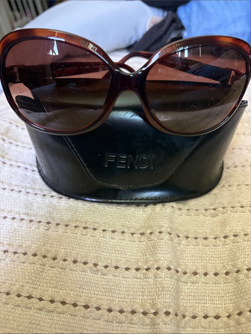 Fendi Women's Brown Tortoiseshell Oversized Sunglasses